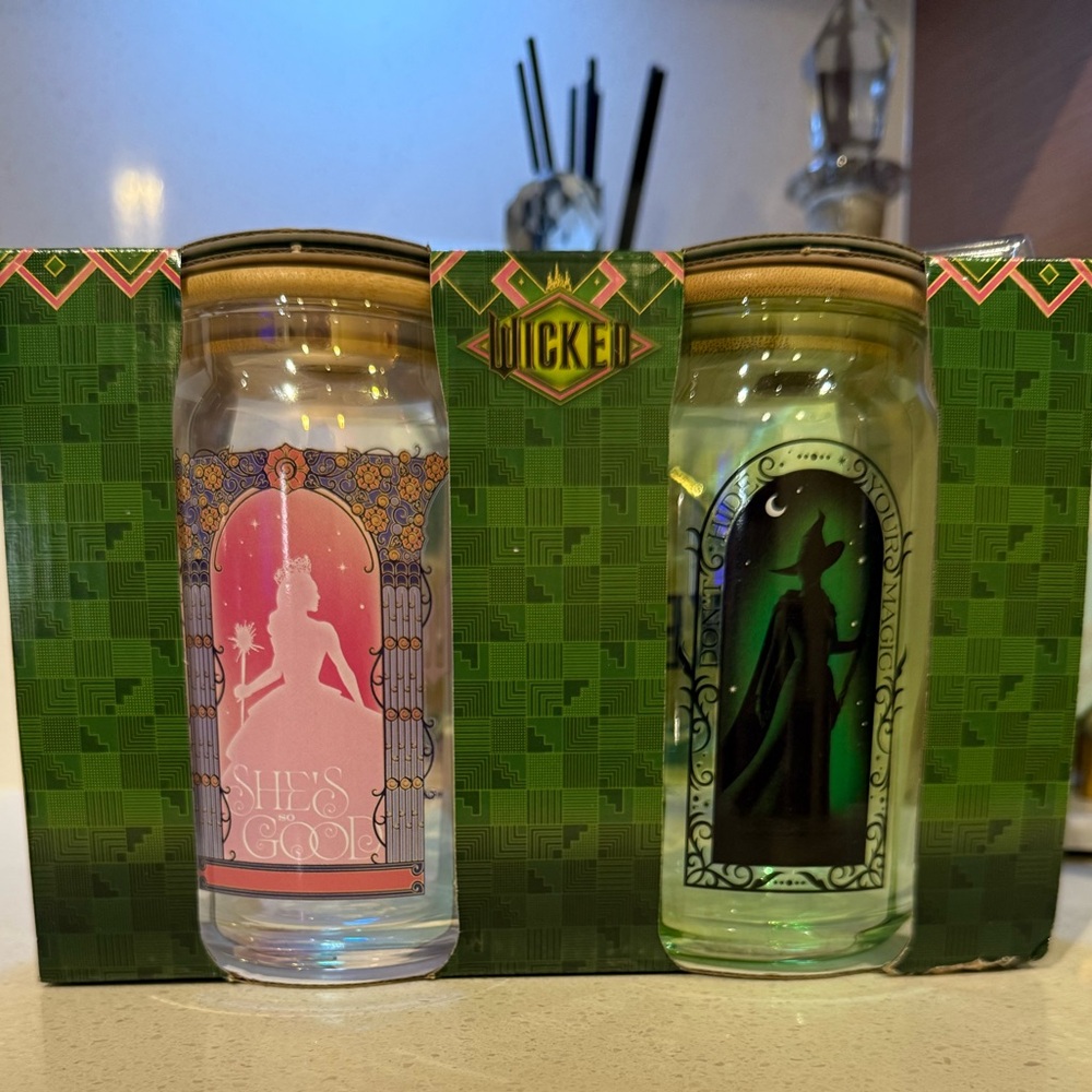 Wicked Pearlescent 16 oz. Glass Tumbler, Lid & Straw Set ~ 2 pack